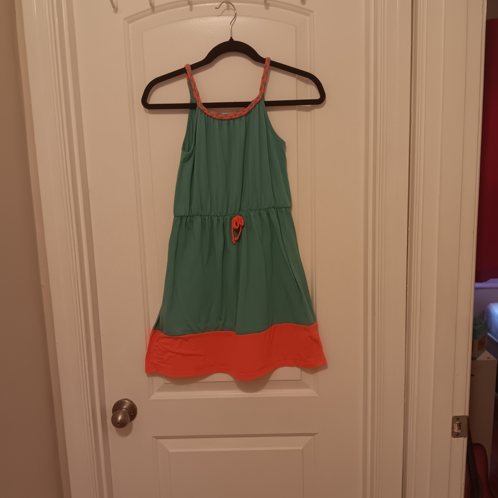 Kids Sleeveless Green and Orange Dress